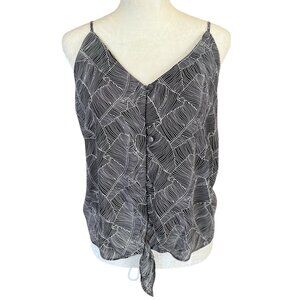 Sienna Sky sleeveless v-neck black and white leaf pattern tank top size large